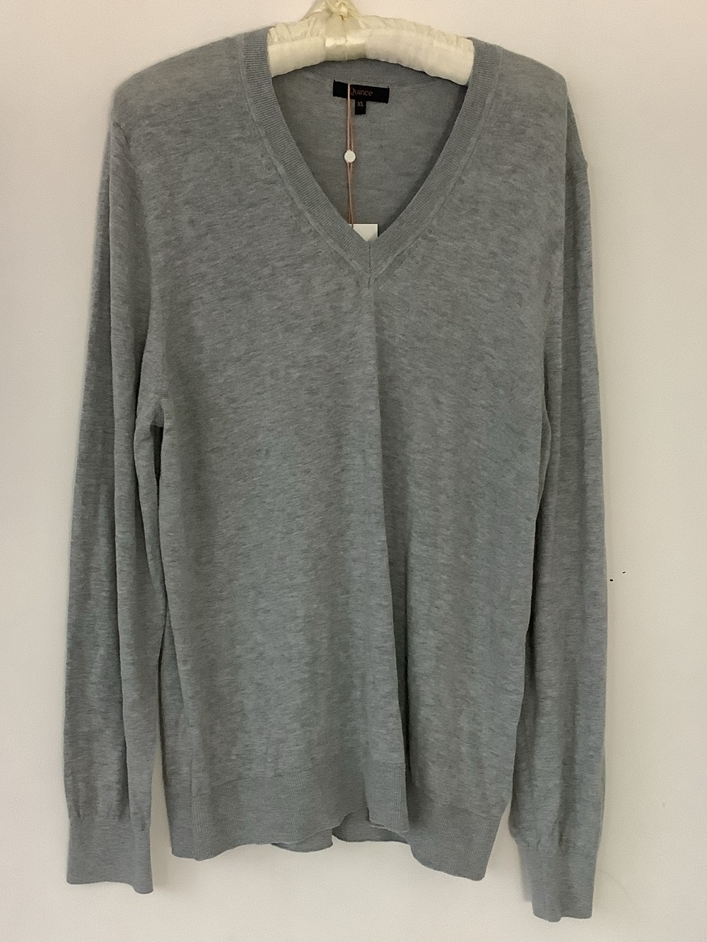 Quince Light Gray Cotton/Cashmere Blend V-Neck Women's Sweater